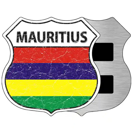 Mauritius Flag Highway Shield Metal Sign 5" (HSM)