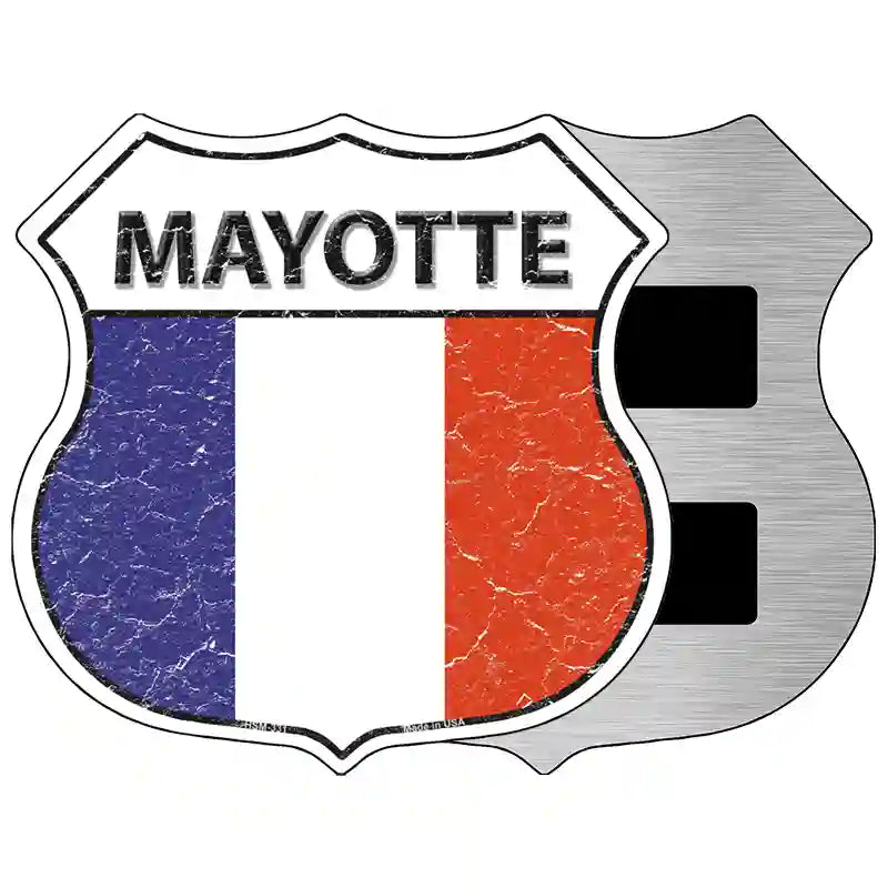 Mayotte Flag Highway Shield Metal Sign 5" (HSM)