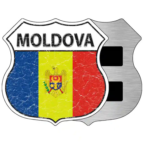 Moldova Flag Highway Shield Metal Sign 5" (HSM)