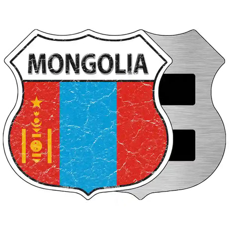 Mongolia Flag Highway Shield Metal Sign 5" (HSM)