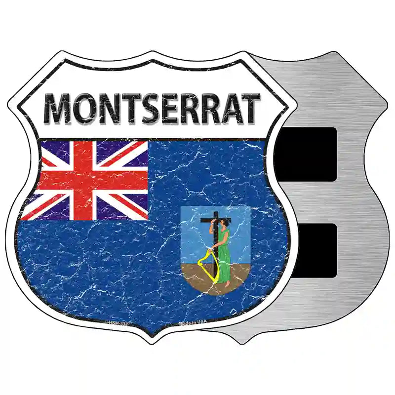 Montserrat Flag Highway Shield Metal Sign 5" (HSM)