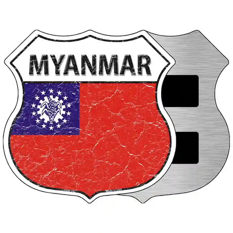 Myanmar Flag Highway Shield Metal Sign 5" (HSM)