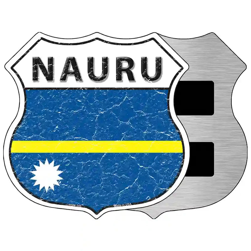 Nauru Flag Highway Shield Metal Sign 5" (HSM)