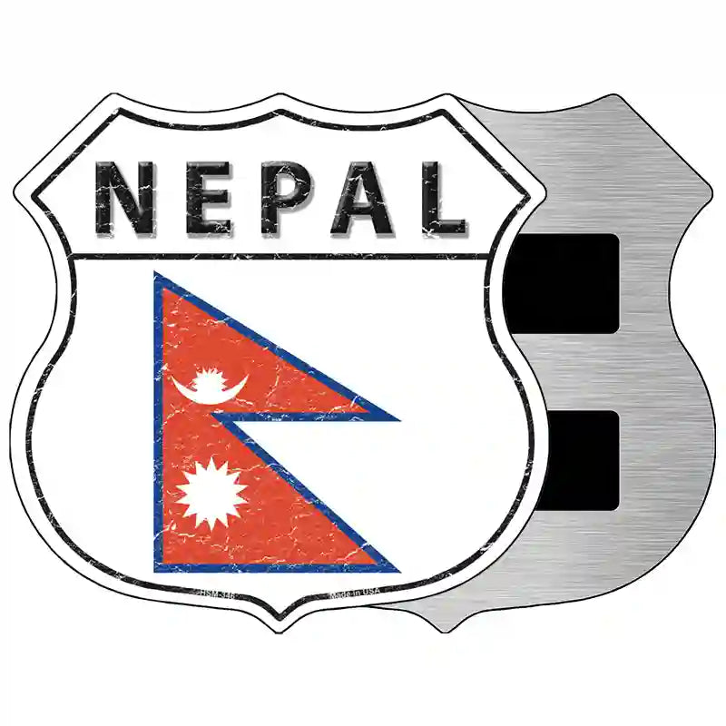 Nepal Flag Highway Shield Metal Sign 5" (HSM)