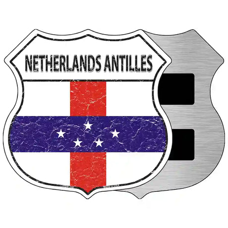 Netherlands Antilles Flag Highway Shield Metal Sign 5" (HSM)