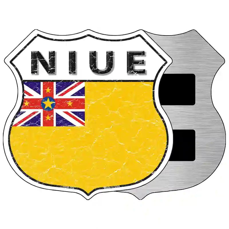 Niue Flag Highway Shield Metal Sign 5" (HSM)