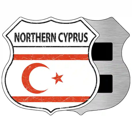 Northern Cyprus Flag Highway Shield Metal Sign 5" (HSM)