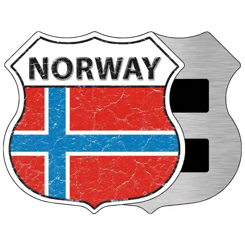 Norway Flag Highway Shield Metal Sign 5" (HSM)
