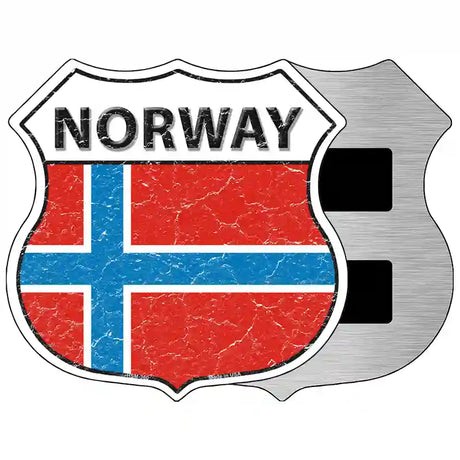 Norway Flag Highway Shield Metal Sign 5" (HSM)