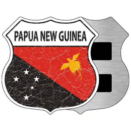 Papua New Guinea Flag Highway Shield Metal Sign 5" (HSM)