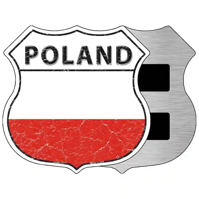 Poland Flag Highway Shield Metal Sign 5" (HSM)