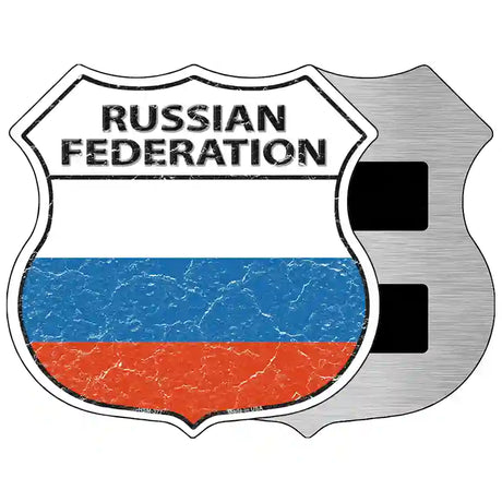 Russian Federation Flag Highway Shield Metal Sign 5" (HSM)