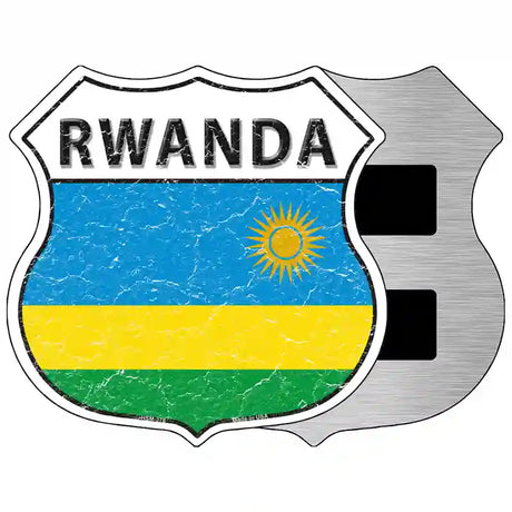 Rwanda Flag Highway Shield Metal Sign 5" (HSM)