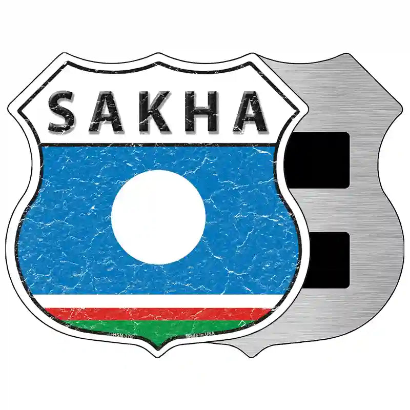 Sakha Flag Highway Shield Metal Sign 5" (HSM)