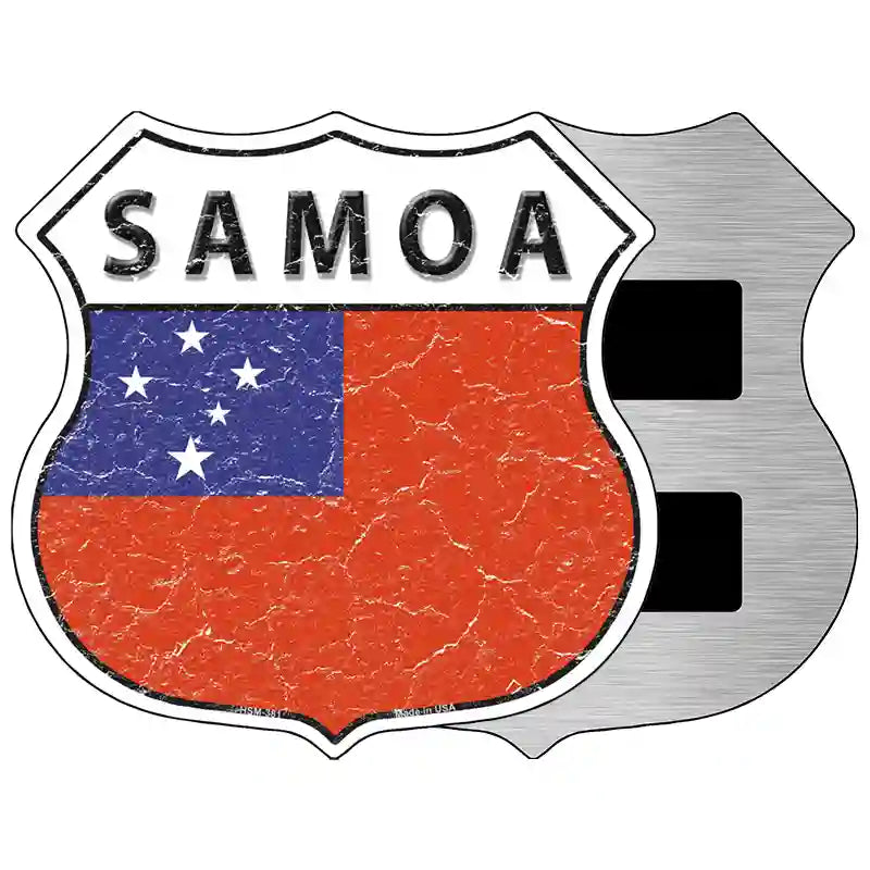 Samoa Flag Highway Shield Metal Sign 5" (HSM)