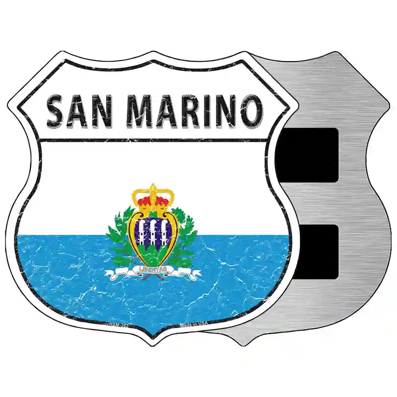 San Marino Flag Highway Shield Metal Sign 5" (HSM)