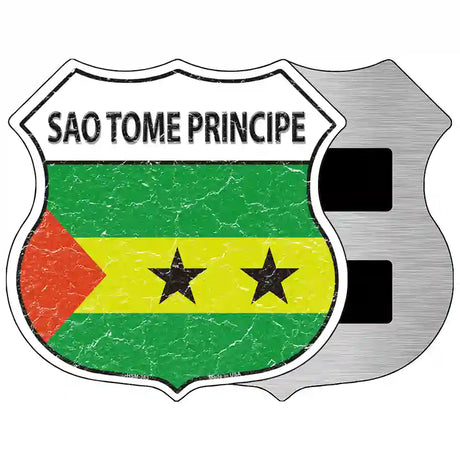 Sao Tome Principe Flag Highway Shield Metal Sign 5" (HSM)