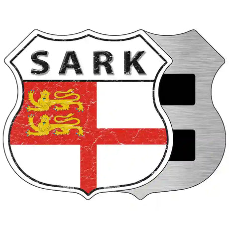 Sark Flag Highway Shield Metal Sign 5" (HSM)