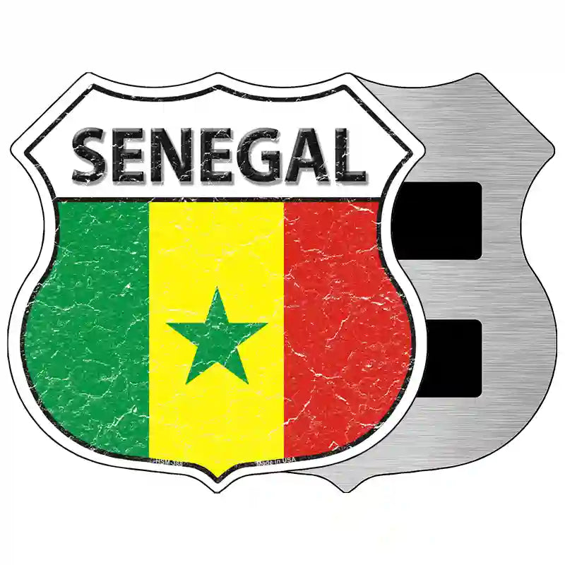 Senegal Flag Highway Shield Metal Sign 5" (HSM)