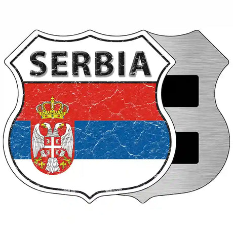 Serbia Flag Highway Shield Metal Sign 5" (HSM)