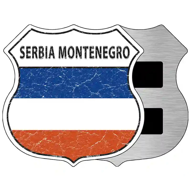 Serbia Montenegro Flag Highway Shield Metal Sign 5" (HSM)