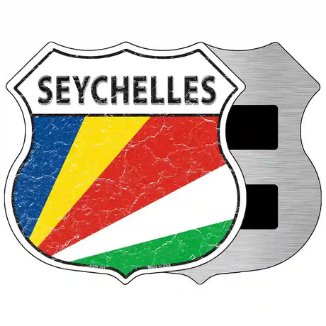 Seychelles Flag Highway Shield Metal Sign 5" (HSM)