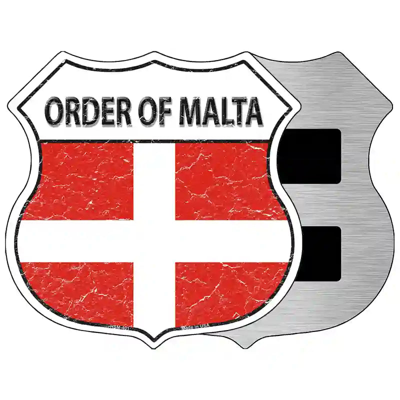 Order of Malta Flag Highway Shield Metal Sign 5" (HSM)