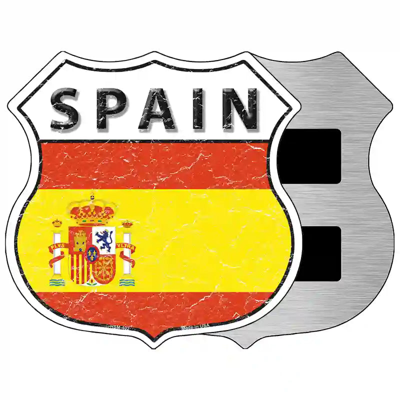 Spain Flag Highway Shield Metal Sign 5" (HSM)