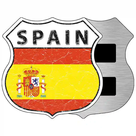 Spain Flag Highway Shield Metal Sign 5" (HSM)