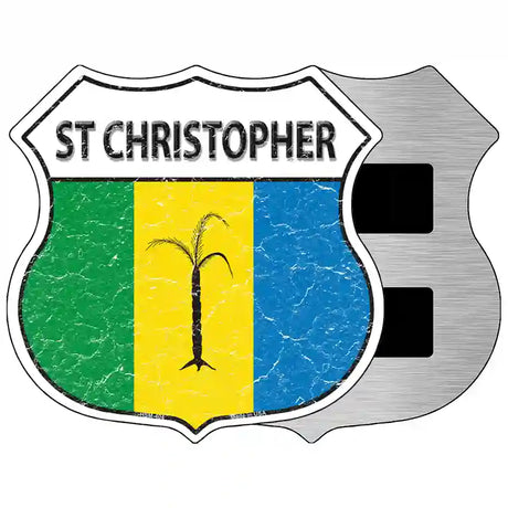 St Christopher Flag Highway Shield Metal Sign 5" (HSM)