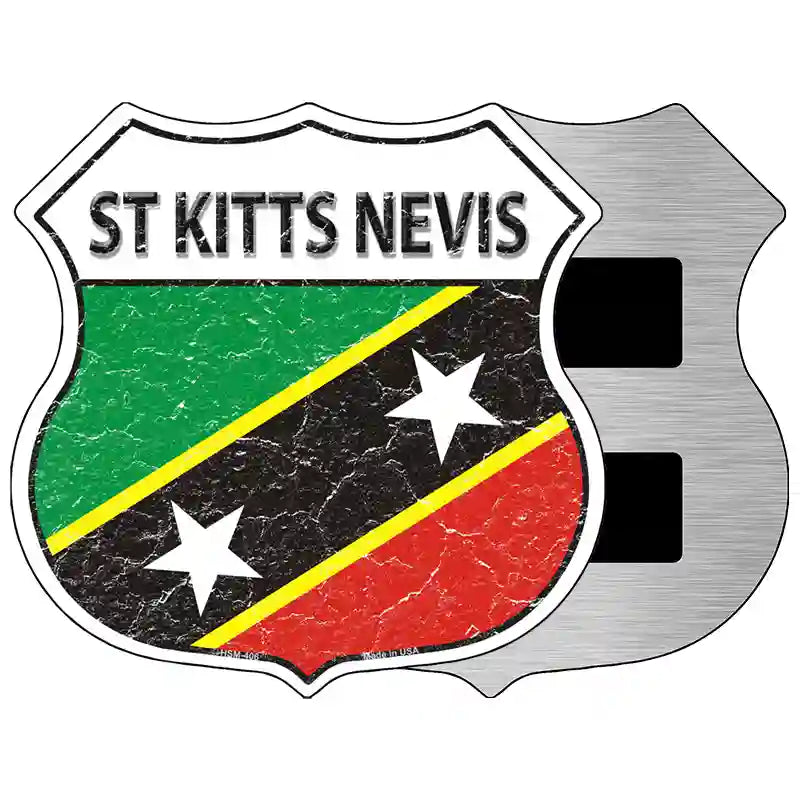 St Kitts Nevis Flag Highway Shield Metal Sign 5" (HSM)