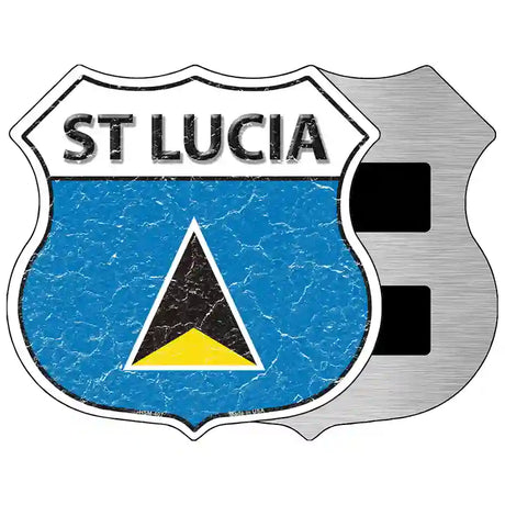 St Lucia Flag Highway Shield Metal Sign 5" (HSM)