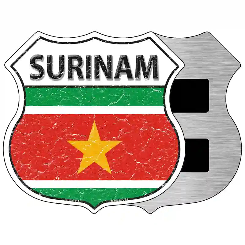 Surinam Flag Highway Shield Metal Sign 5" (HSM)