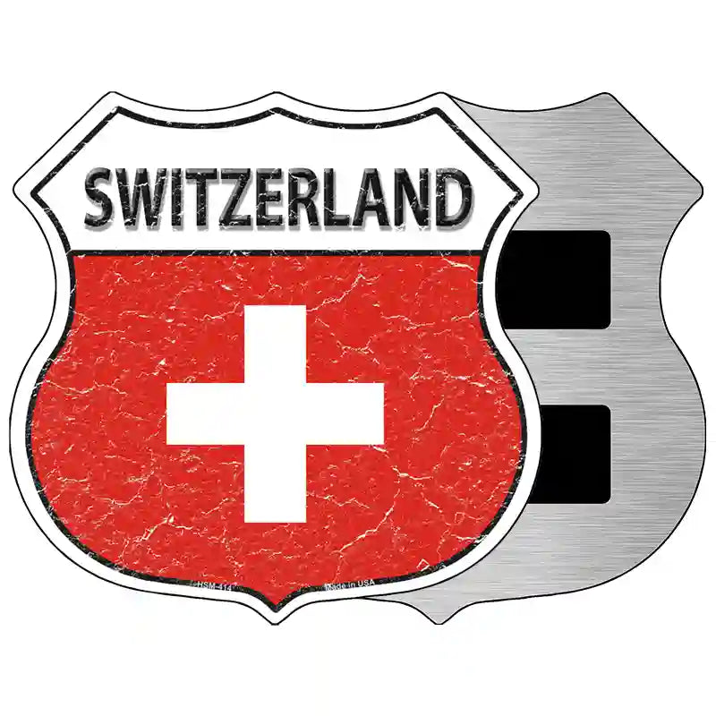 Switzerland Flag Highway Shield Metal Sign 5" (HSM)