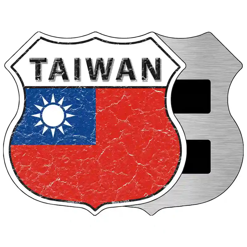 Taiwan Flag Highway Shield Metal Sign 5" (HSM)