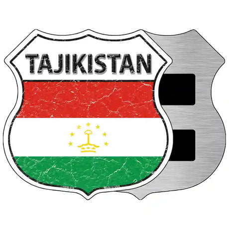 Tajikistan Flag Highway Shield Metal Sign 5" (HSM)