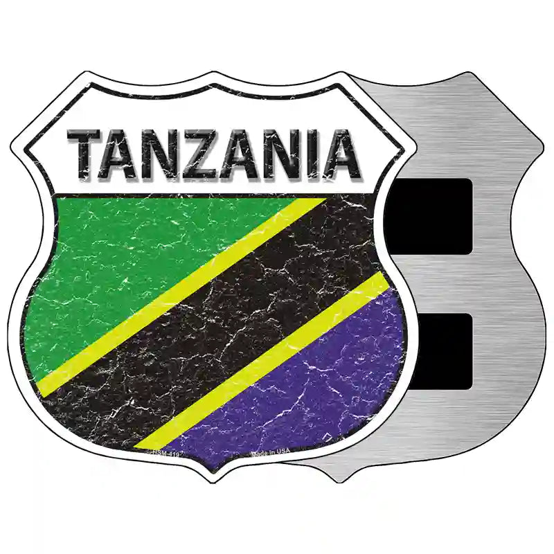 Tanzania Flag Highway Shield Metal Sign 5" (HSM)