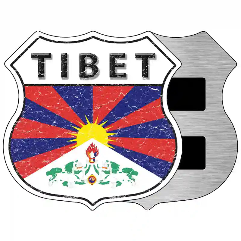 Tibet Flag Highway Shield Metal Sign 5" (HSM)