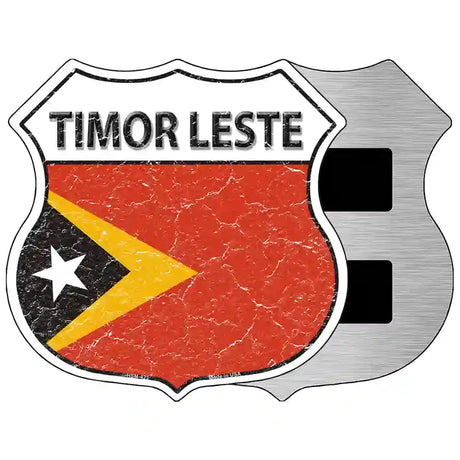 Timor Leste Flag Highway Shield Metal Sign 5" (HSM)