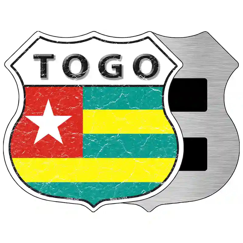 Togo Flag Highway Shield Metal Sign 5" (HSM)