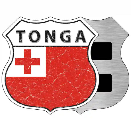 Tonga Flag Highway Shield Metal Sign 5" (HSM)