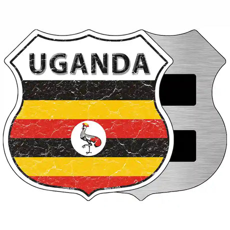 Uganda Flag Highway Shield Metal Sign 5" (HSM)