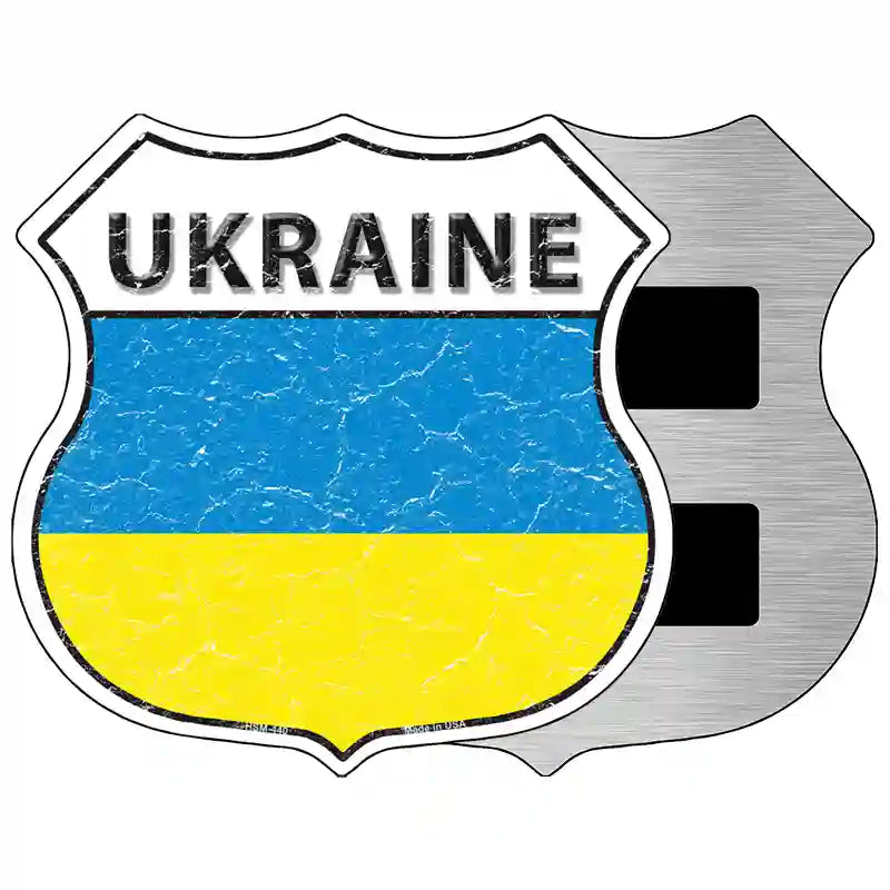 Ukraine Flag Highway Shield Metal Sign 5" (HSM)