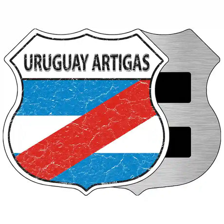 Uruguay Artigas Flag Highway Shield Metal Sign 5" (HSM)