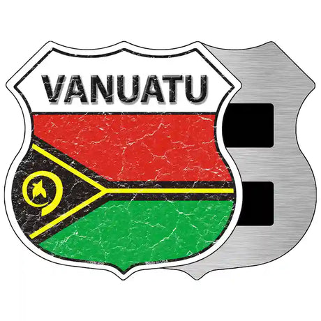 Vanuatu Flag Highway Shield Metal Sign 5" (HSM)