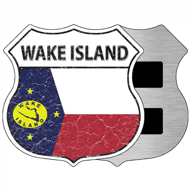 Wake Island Flag Highway Shield Metal Sign 5" (HSM)