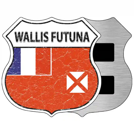 Wallis Futuna Flag Highway Shield Metal Sign 5" (HSM)