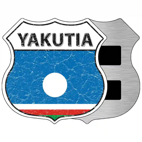 Yakutia Flag Highway Shield Metal Sign 5" (HSM)