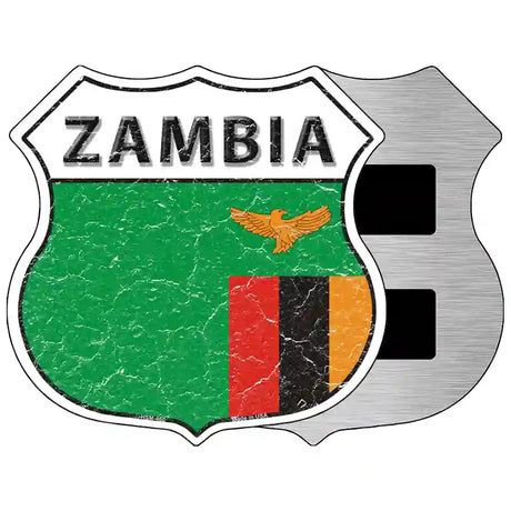 Zambia Flag Highway Shield Metal Sign 5" (HSM)