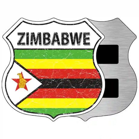 Zimbabwe Flag Highway Shield Metal Sign 5" (HSM)